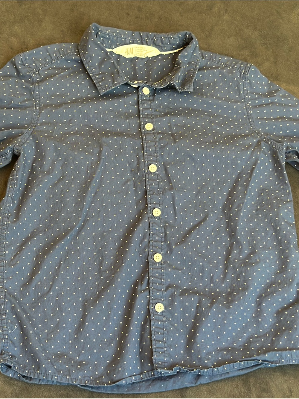 H&M Men’s Navy Blue Dot Button-Down Shirt